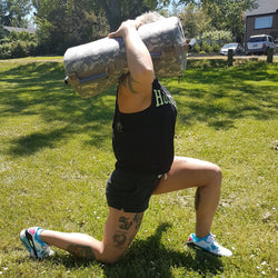 workout sandbag shoulder lunge with the Elite Force Gear Wrecker training sanbag